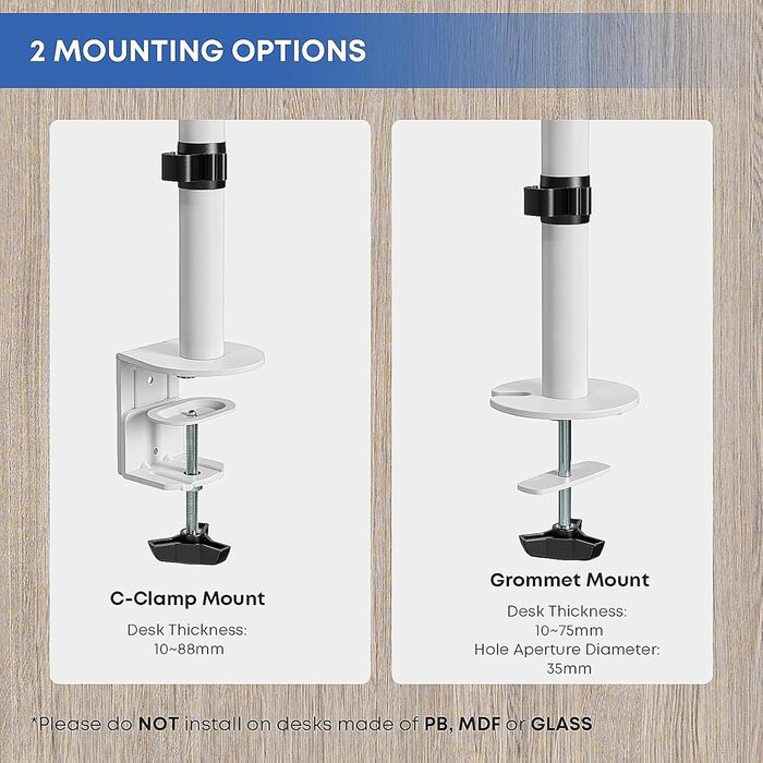 Підставка для монітора PUTORSEN на 3 монітори - сумісна з LCD/LED телевізорами 13'-27' (33-68см), вантажопідйомність 7 кг на монітор, регулювання на 180°, поворот 360°, регулювання висоти, білий колір