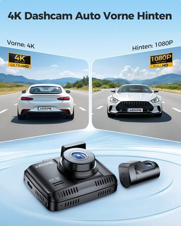 Відеореєстратор AZDOME GS63H Pro 4K з WiFi, GPS, Нічне бачення, 170° та Park Monitoring