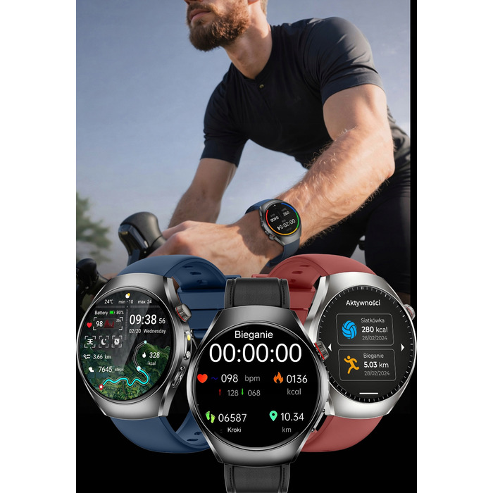 Смарт-годинник Lazird ZEGAREK з функціями ЕКГ, тонометром та глюкометром, чорний