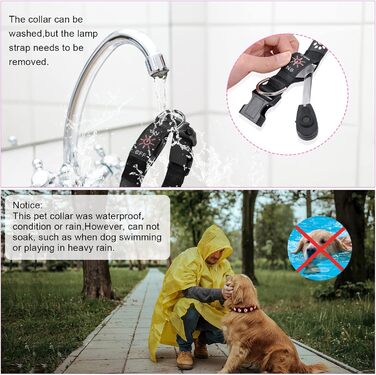 Світловідбиваючий нашийник для собак AUAUY з LED підсвіткою, USB-зарядка, водонепроникний, регульований, для малих, середніх та великих собак, 6 кольорів, Colorful S (30-40 см)