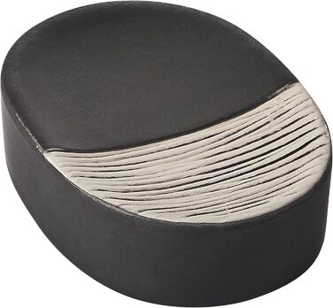 Bathroom set black/beige 4-piece made of natural stone Dolomite, striped Coro