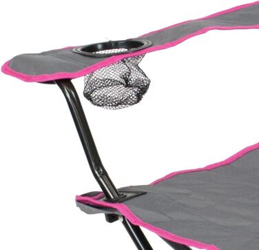 Кемпінговий стілець складаний з підлокітниками та підсклянником, сірий/рожевий