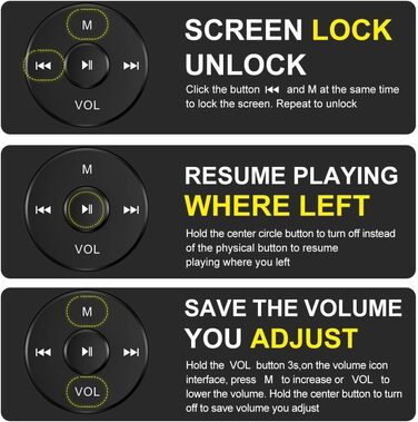 MP3-плеєр 64GB з Bluetooth 5.3, ультралегкий (30г), до 80 годин роботи, 1.8