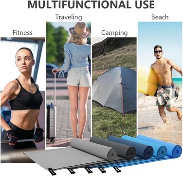 Рушник мікрофібра Flintronic, 200x100 см, великий для ванни, швидковисихаючий, спортивний, туристичний, пляжний, для тренажерного залу, сауни (Морська синя, 180x60 см + 80x40 см)