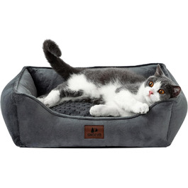 Dog Bed for Small and Medium Dogs 65x55x18cm, Washable Dog Cushions, Removable Cover, Dog Sofa Dog Basket with Raised Edges, Fluffy Cat Bed Dog Bed with Nubs, Dark Grey (55x45x16cm, Dark Grey - Removable)