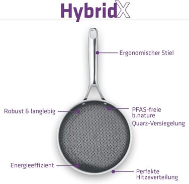 Сковорода Berndes HybridX 28 см з антипригарним покриттям b.nature Quartz – для індукції, всіх плит, екологічна (без PFAS)