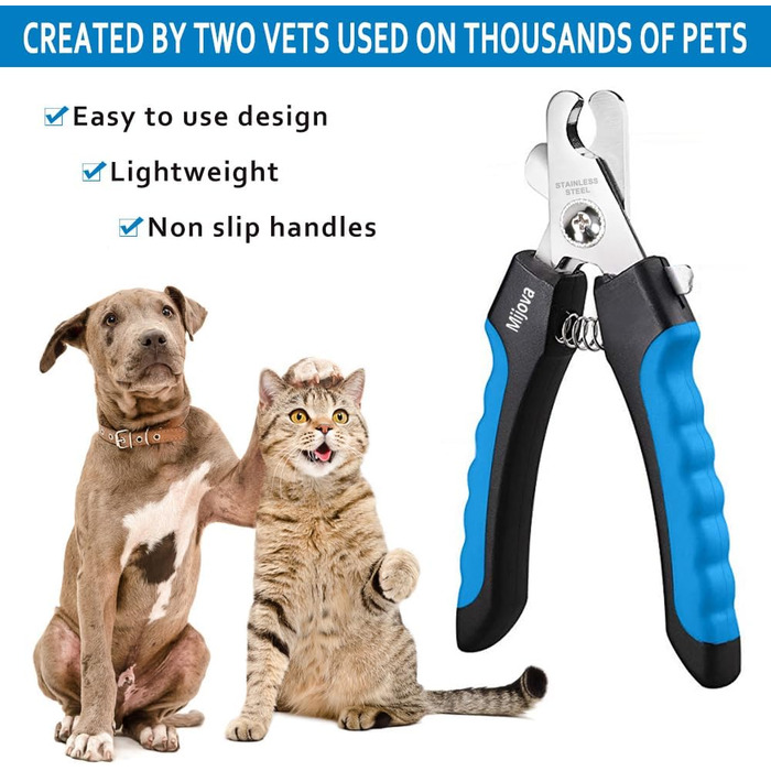 Професійний нігтеріз для собак та котів з захистом від надмірної обрізки, блакитний