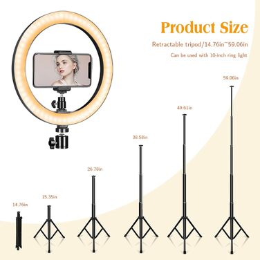 Ring Light AIXPI 10 з регулюванням яскравості, штативом та тримачем для телефону – для YouTube, фото та відео