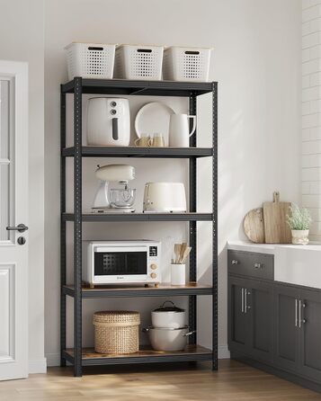 SONGMICS Industrial 5-Tier Shelf Unit - Vintage Brown & Black (60x120x200cm)