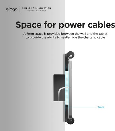 Тримач для планшета elago Home Hub Mount для Apple iPad, iPad Air/Pro, Samsung Galaxy Tab та інших планшетів, силіконовий, з кабелем-органайзером, чорний