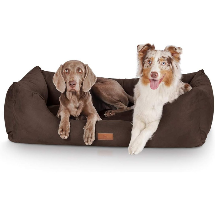 Knuffelwuff Dog Bed Dreamline from Velour XXL 120 x 85cm Brown - Removable Cover - Easy to Clean - for Large, Medium and Small Dogs
