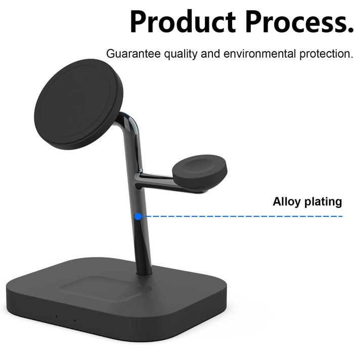 Бездротова зарядка Boaraino 3-в-1 для iPhone 17/16/15/14/13/12, Apple Watch та AirPods, чорний