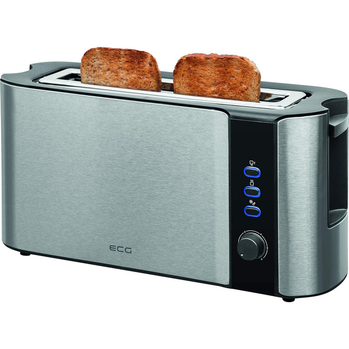 Тостер ECG ST 10630 SS з нержавіючої сталі, чорно-срібний
