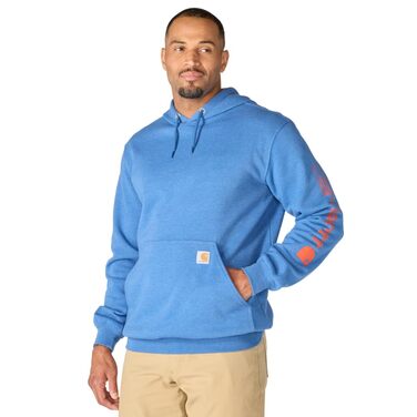Чоловічий худі Carhartt Midweight з логотипом на рукаві, темно-блакитний (Dark Tranquil Blue Heather), розмір M