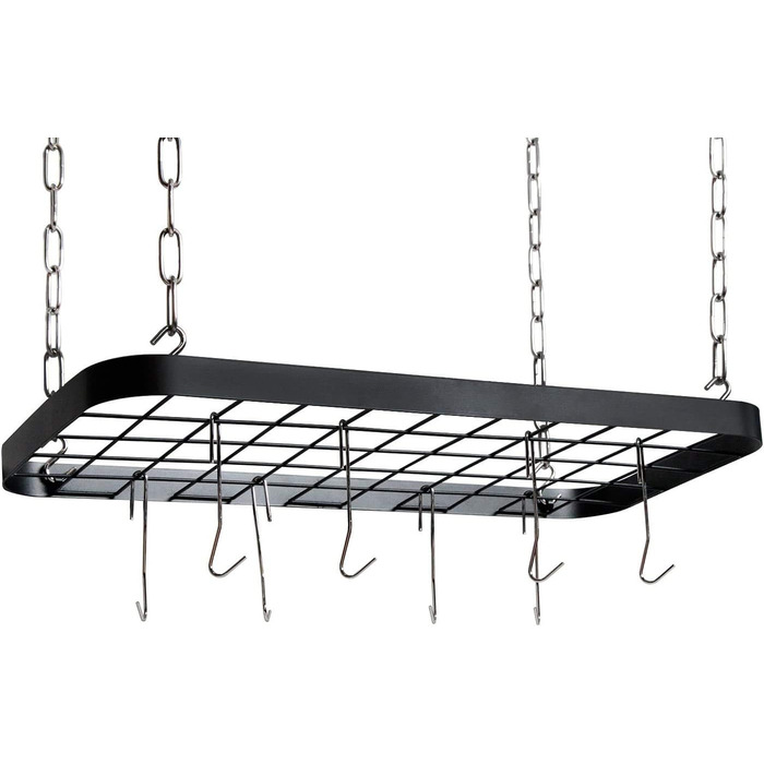 Jackcube Design MK397B Hanging Pots and Pans Organizer, Ceiling/Wall Mount, Grid, Kitchen, Pot, Storage Shelves for Utensils, Cookware with 8 S-Hooks (62 x 30 x 3 cm)