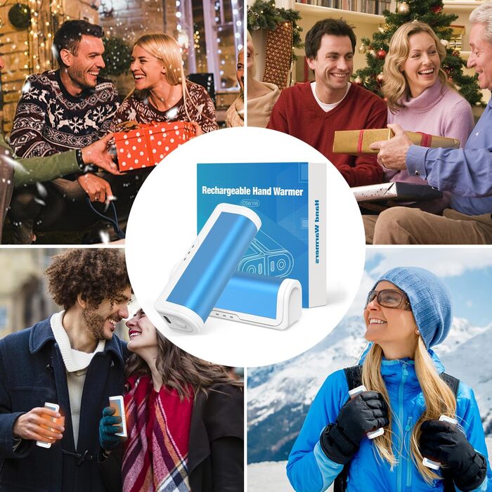 Електричні грілки для рук 2 шт. - багаторазові, USB, з 3 режимами нагріву, для дітей та жінок (блакитні)
