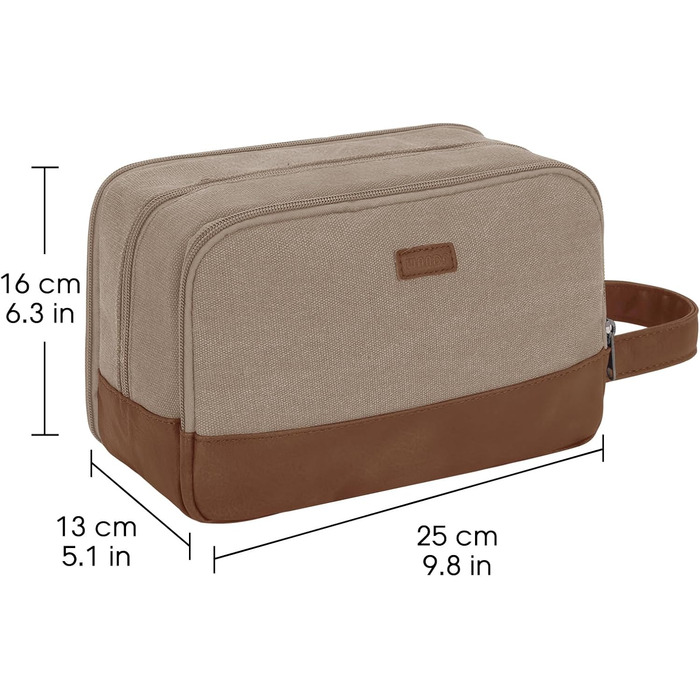 Чоловіча дорожня косметичка WANDF з канвасу, водонепроникна, зелена та світло-хакі