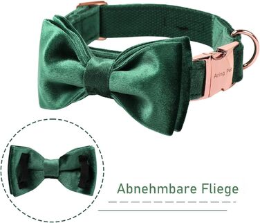 Елегантний ошийник для собак Aring з бантиком, темно-зелений, регульований, з м'якого велюру, подарунок для дівчаток та хлопчиків