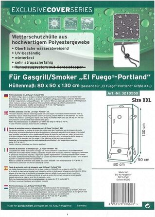 Чохол для гриля EL Fuego Portland XXL, водонепроникний, захист від УФ, антрацит