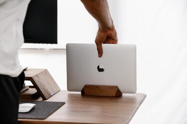 Oakwood Adjustable Wooden Laptop Stand - Desk Dock for MacBook Pro, MacBook Air, iPad - Walnut & Oak Wood, Handmade