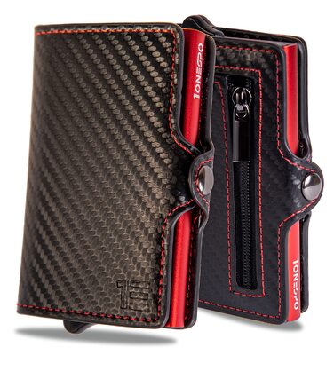 Картхолдер шкіряний Schwarz Carbon Gold, сучасний дизайн