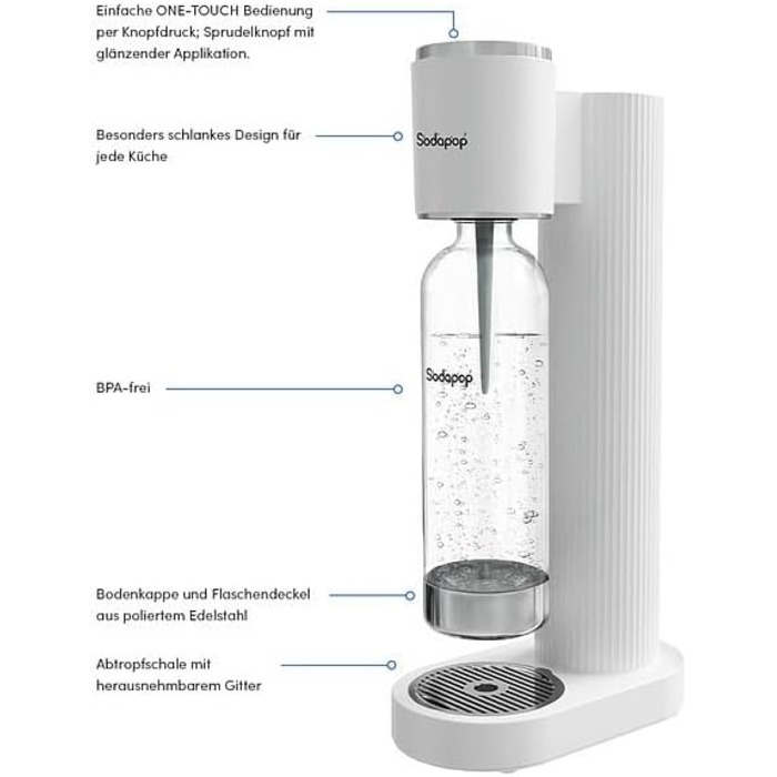 Водопровідна система Sodapop Cooper: стильна та компактна модель (44.9 см, білий, з PET-пляшкою)