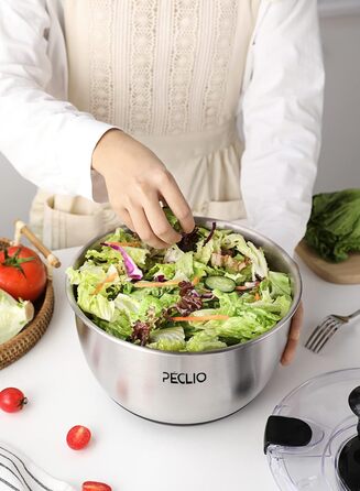Large 4.5L Salad Spinner Stainless Steel 18/10 High-Quality with Transparent Lid, Non-Slip Bottom - Salad Spinner with Crank Mechanism - BPA-Free & Dishwasher Safe, Black