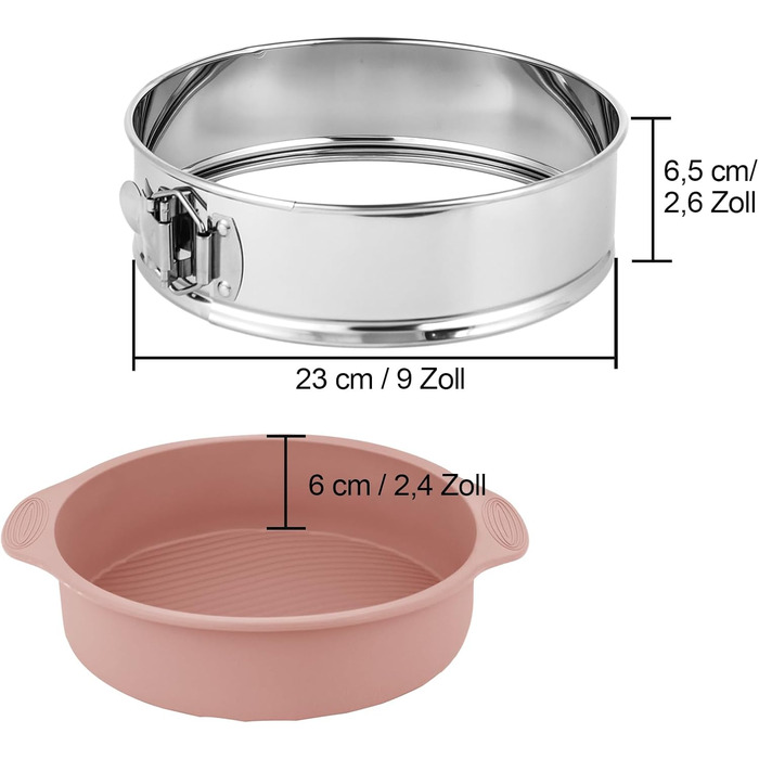 Форма для випічки Hikaproligt з нержавіючої сталі, Ø 26 см, кругла, з антипригарним покриттям та захистом від протікання, знімний дно, для чізкейків та тортів