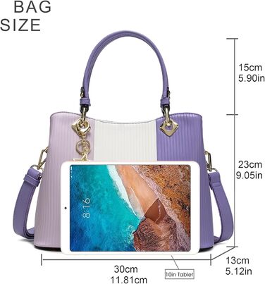 Сумка Pomelo Best жіноча через плече багатобарвна смугаста з внутрішніми кишенями (Ліловий/Білий/Фіолетовий)