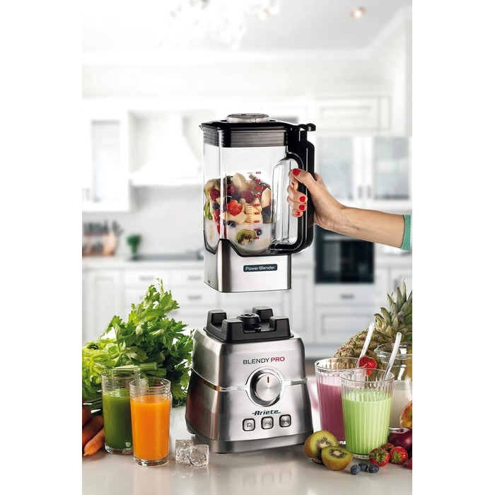 Ariete 577, Blendy Pro Power Blender, Stainless Steel, 2-Liter Capacity, 6 Blades, 6 Speeds, Pulse, Ice Crushing, Smoothie, EK1, 2000 Watts, 32000 RPM