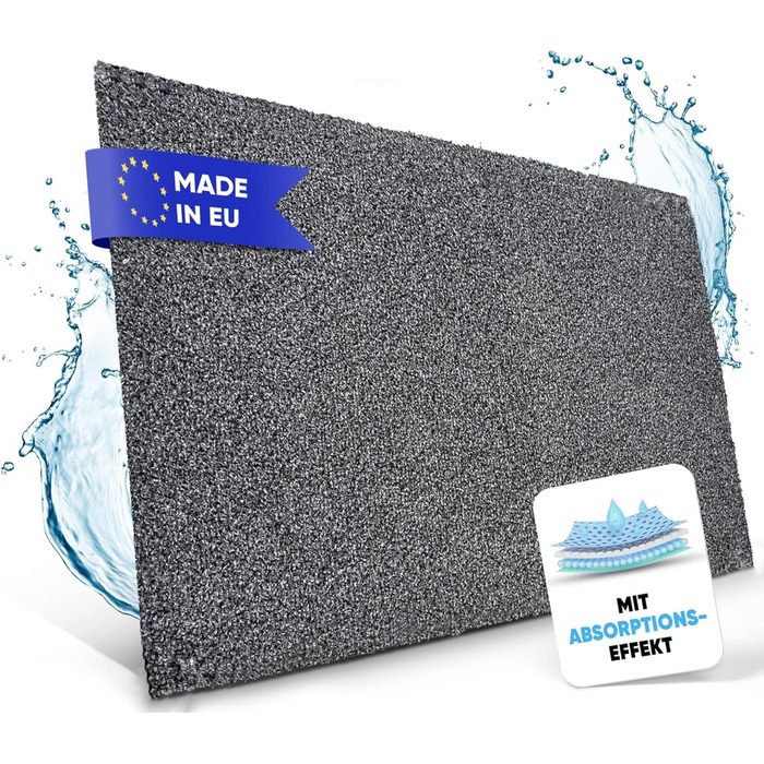 Килимок Entrando 40x60 см - для дому та вулиці - бавовна - неслизький, миючий, міцний - під двері - для входу, тераси, балкону (сірий)