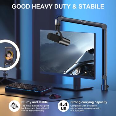 Кріплення для мікрофона Aokeo AK-48 – підходить для Shure SM7B, Blue Yeti, HyperX QuadCast та інших
