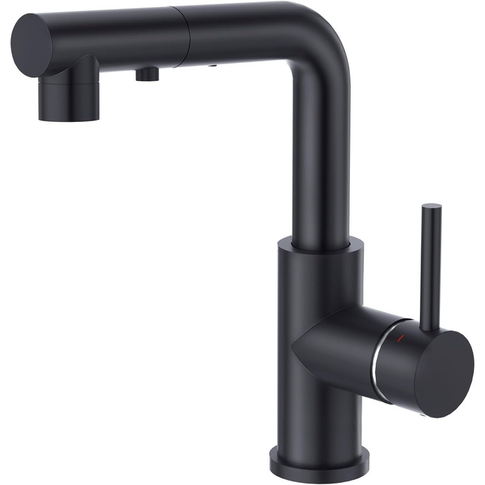 Кухонний змішувач CREA з 3 функціями: душ, висувний вилив, поворот 360°. Матовий чорний, для кухні.
