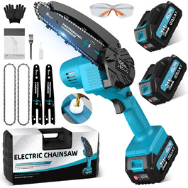 Акумуляторна міні-пила PowerCut X7 6 дюймів з автоматичним змащенням, 8000mAh, 2 акумулятори