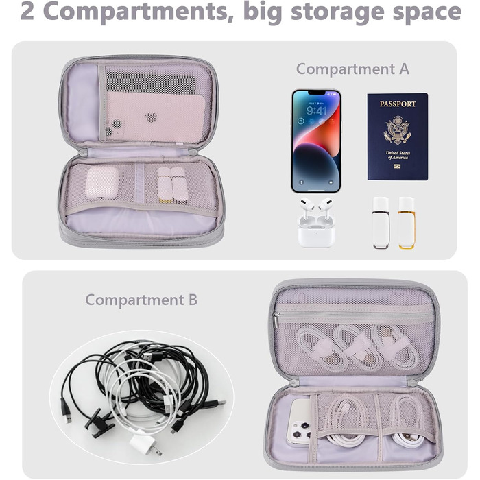 Органайзер для подорожей DDgro Elektronik, водонепроникна сумка для аксесуарів, сірий, поліуретан, середній розмір M