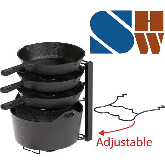 Організатор для каструль SimpleHouseware з 5 відділеннями, регульована висота, чорний