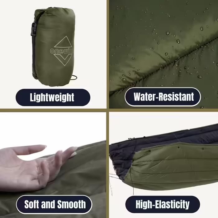 Onewind Hammock Underquilt, Full Length Underquilt with Insulation for Hammock Camping, 4 Seasons, Hiking, Backpacking, and Travel. Lightweight and Portable (Od Grün, 7° to 15° 210cm*130cm)