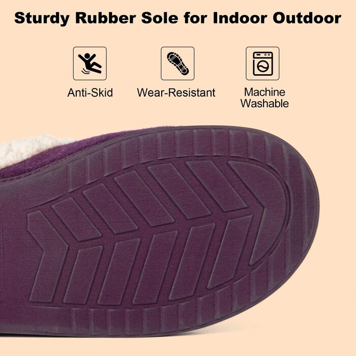 Тапочки жіночі LongBay з ворсистого матеріалу з меморі-піною, м'яке Sherpa-підкладка, для дому та вулиці (38/39 EU, фіолетовий)