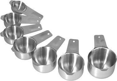 7-Piece Stainless Steel Measuring Cup Set, Stackable Soup Spoon Measuring Set, Measuring Cups and Spoons with Scale, Kitchen Measuring Sets for Cooking and Baking