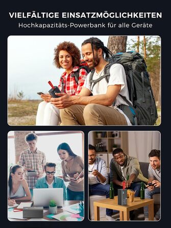 Пауербанк Upgrade 70000 мАг з LED дисплеєм, швидка зарядка 30W PD, 5 виходів USB, 2 входи USB-C, портативний зарядний пристрій для iPhone, кемпінгу