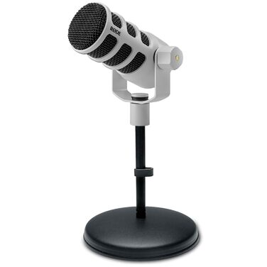 Rode PodMic USB/XLR Динамічний мікрофон для подкастів, білий + стійка keepdrum MS032
