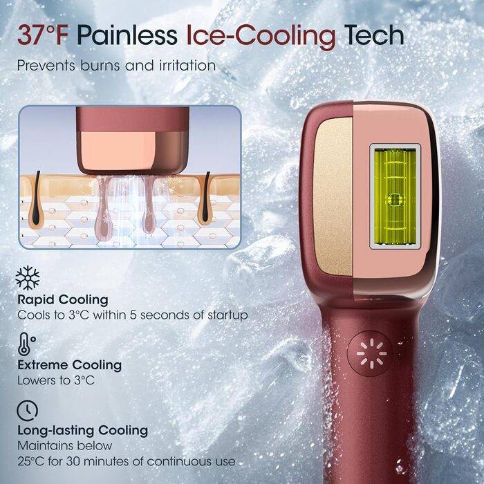 MLAY IPL пристрій для епіляції лазером: швидка та безболісна епіляція для тіла, обличчя та зони бікіні. Підходить для чоловіків та жінок. (Червоний)