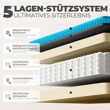 Крісло ігрове Dowinx з тканини, масажне, з підніжкою, ергономічне, для геймерів, офісне, 150 кг, бежеве