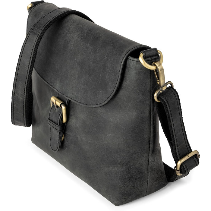 Сумка через плече Berliner Bags Catalina Vintage, шкіряна крос-боді сумка середнього розміру для жінок, темно-сіра з магнітною застібкою