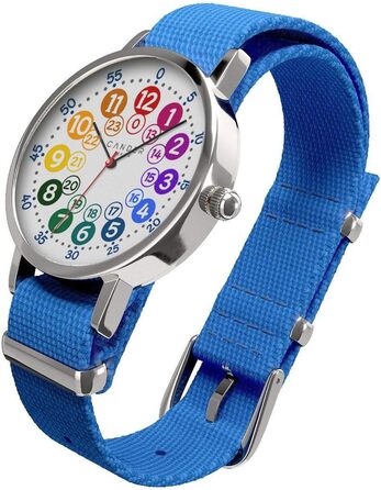 Cander Berlin MNU 1009 Silent Kinderwecker (children's alarm clock) and MNA 1030 J blue wristwatch, learning clock silent children's clock light snooze table clock alarm clock children lighting quiet snooze girls boys