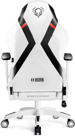 Ігрове крісло Diablo X-Horn 2.0 з екошкіри, біле, ергономічне, 3D підлокітники, подушки для шиї та попереку, офісний комп'ютерний стілець з гойдалкою, розмір L