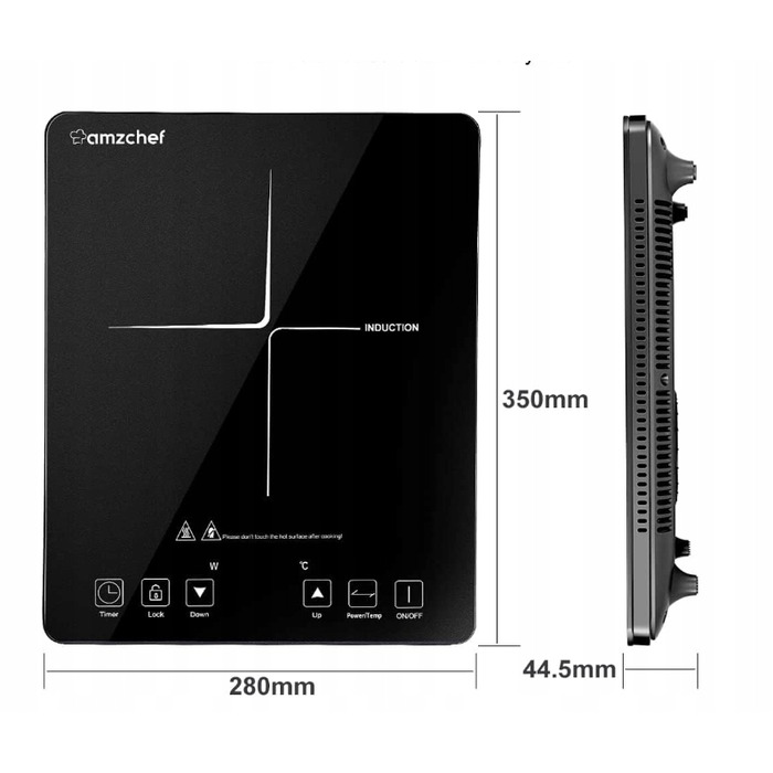 Портативна індукційна плита Amzchef SK-20CB16T 2000Вт, чорна