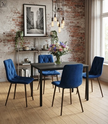 Стілець MUFART, велюр, синій, 1 шт.