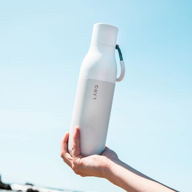 LARQ Bottle Flip Top 500ml - Insulated Stainless Steel Water Bottle with Straw | Reusable Water Bottle for Sports, Gym, and Travel | Keeps Drinks Cold, (740 ml, Granite White)