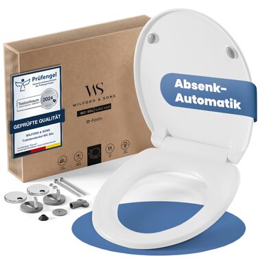 Сидіння для унітаза Wilford & Sons PREMIUM D-подібне, біле, з мікроліфтом (повільним опусканням), матеріал Duroplast, овальна форма